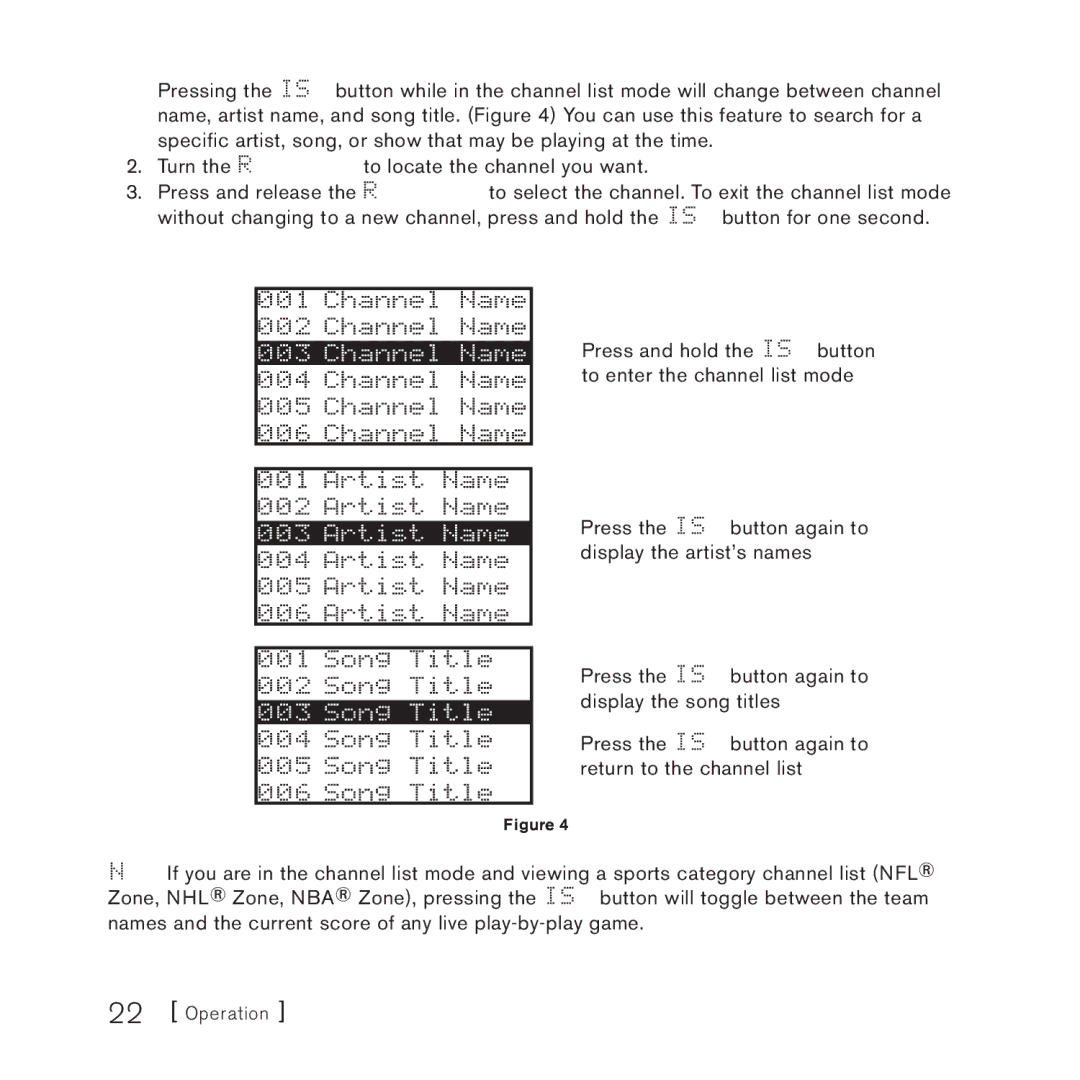 Sirius Satellite Radio 3 manual Operation 