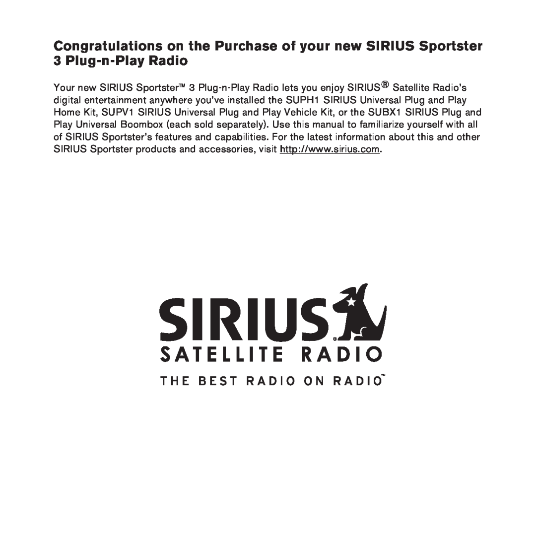 Sirius Satellite Radio 3 manual 