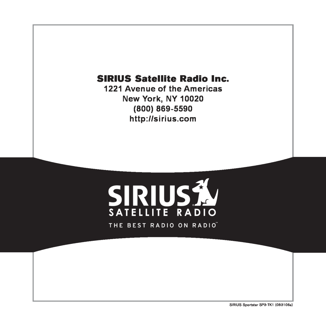 Sirius Satellite Radio Avenue of the Americas New York, NY, SIRIUS Satellite Radio Inc, SIRIUS Sportster SP3-TK1083106a 