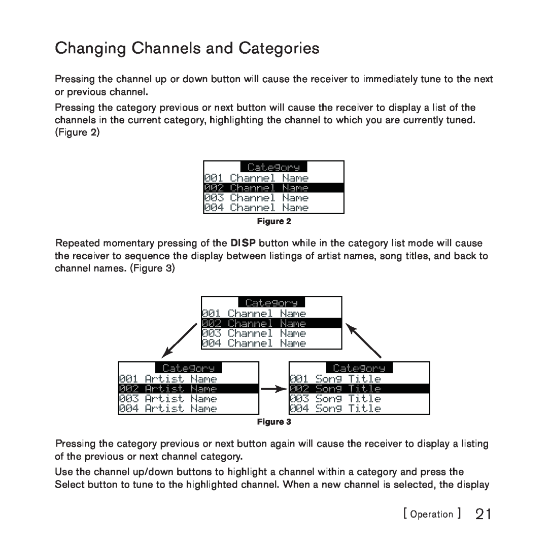 Sirius Satellite Radio 3 manual Changing Channels and Categories 