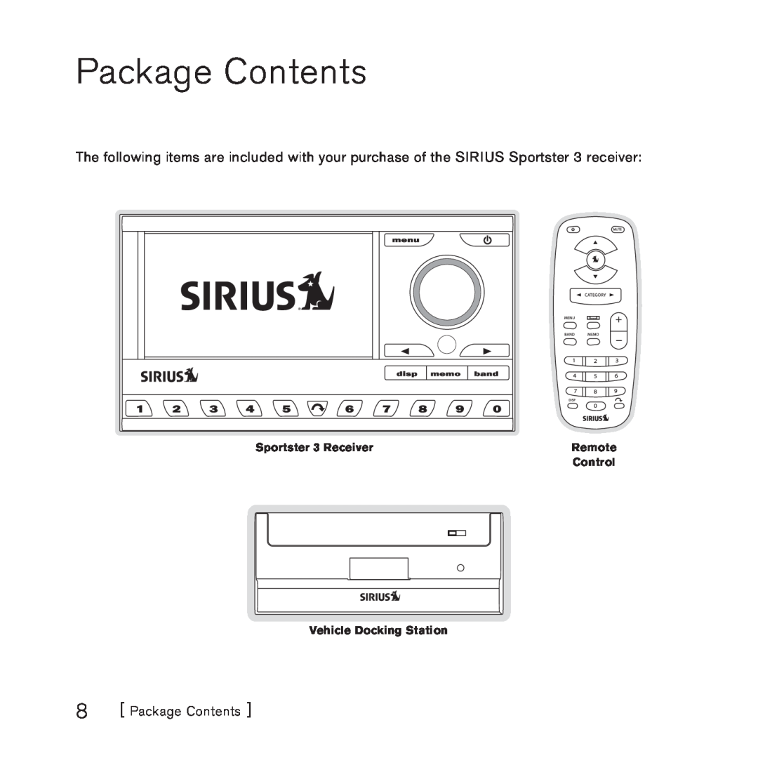 Sirius Satellite Radio 3 manual Package Contents 