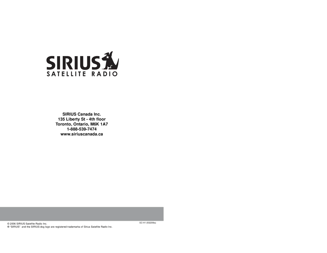 Sirius Satellite Radio 3SIR-ALP10T manual Sirius Canada Inc 