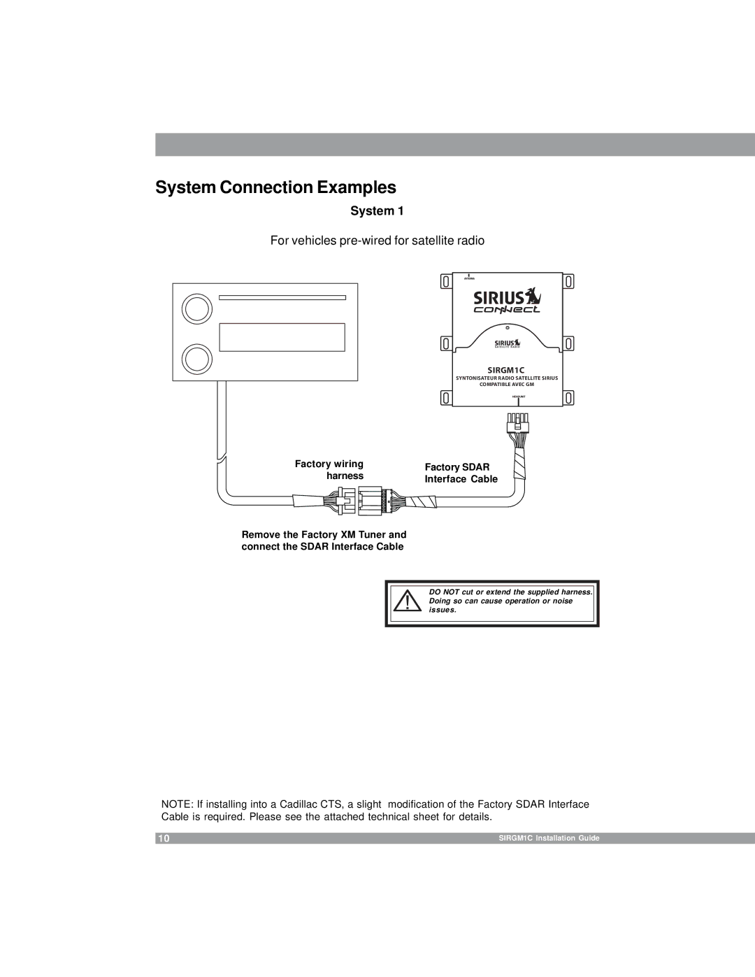 Sirius Satellite Radio 3SIR-GM1 manual System Connection Examples 