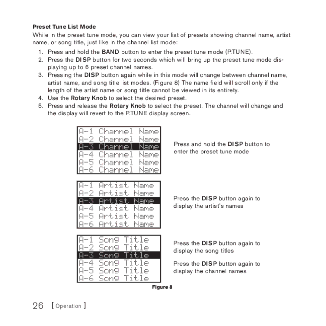 Sirius Satellite Radio 4 manual Channel Name 