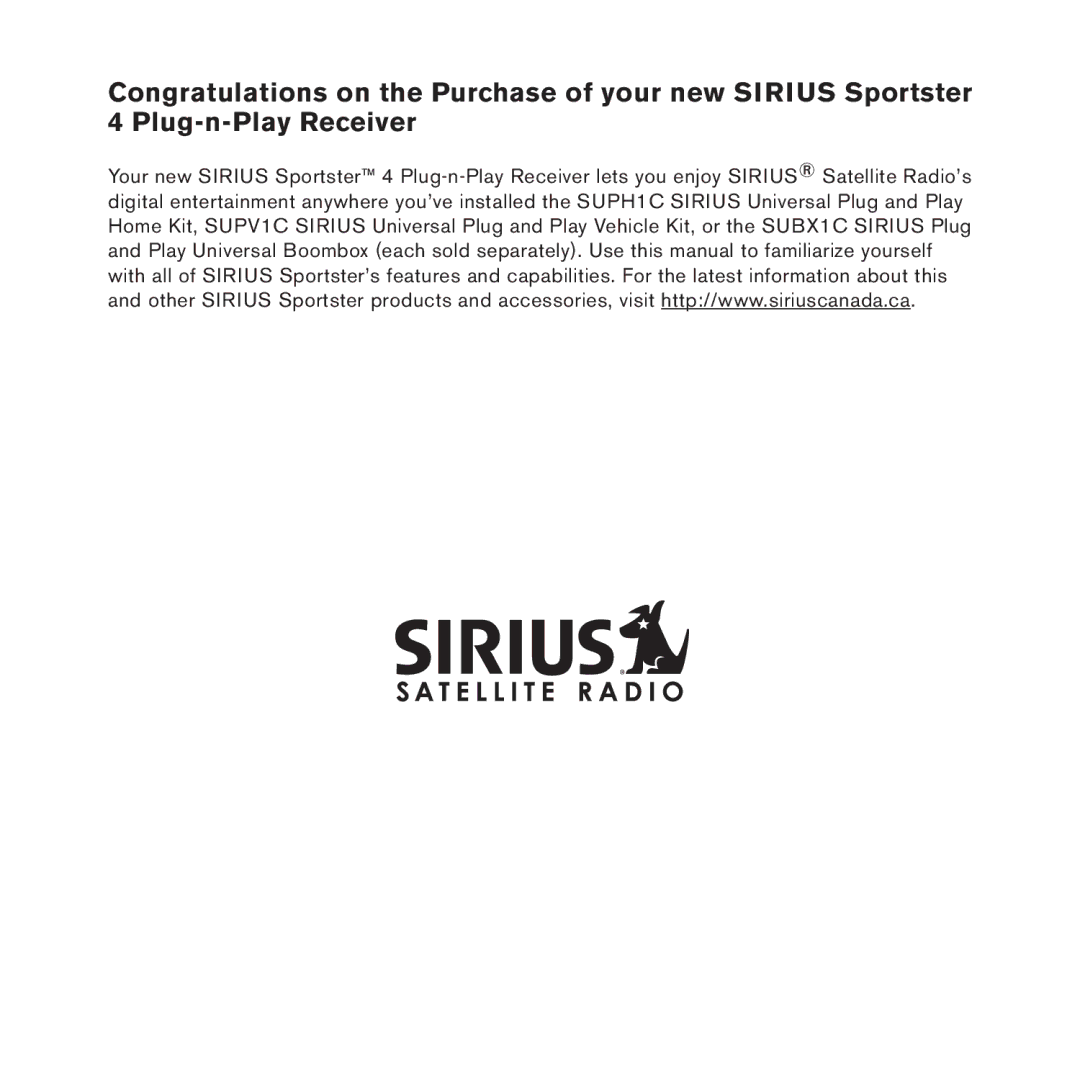 Sirius Satellite Radio 4 manual 