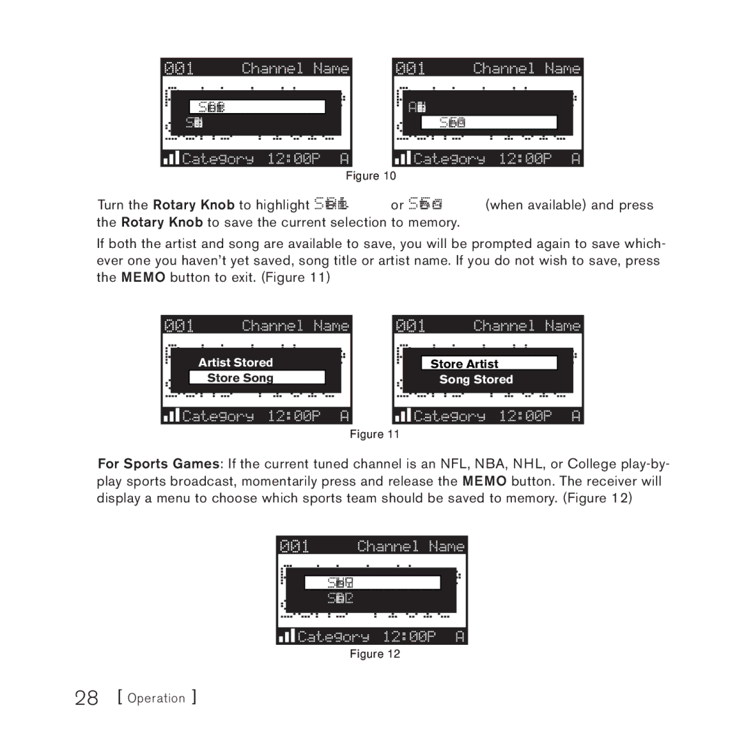 Sirius Satellite Radio 4 manual Song Unavailable Artist Unavailable 