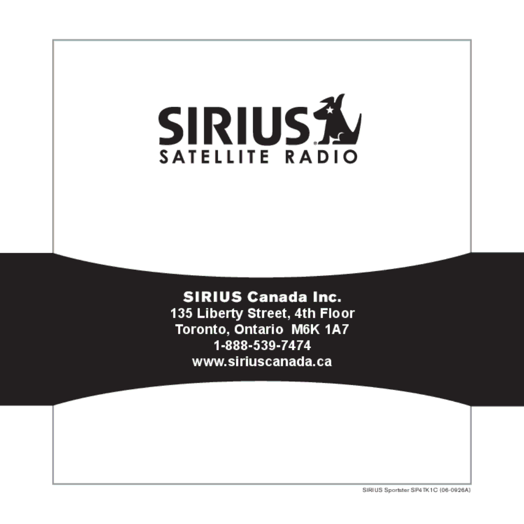 Sirius Satellite Radio 4 manual Sirius Canada Inc 