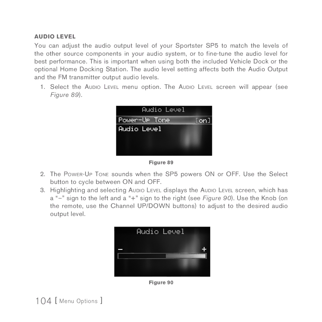 Sirius Satellite Radio 5 manual Audio Level 