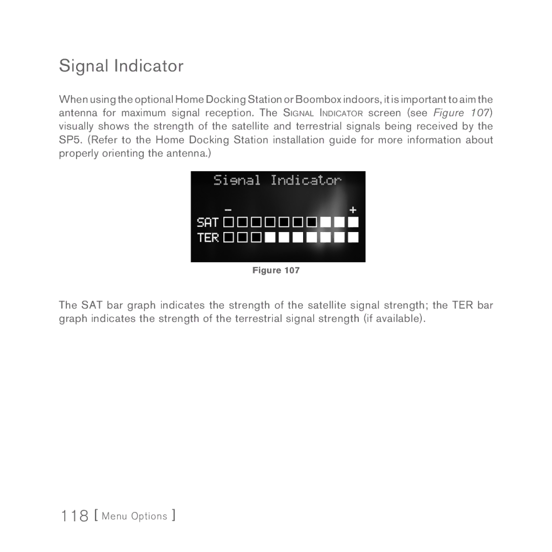 Sirius Satellite Radio 5 manual Signal Indicator 