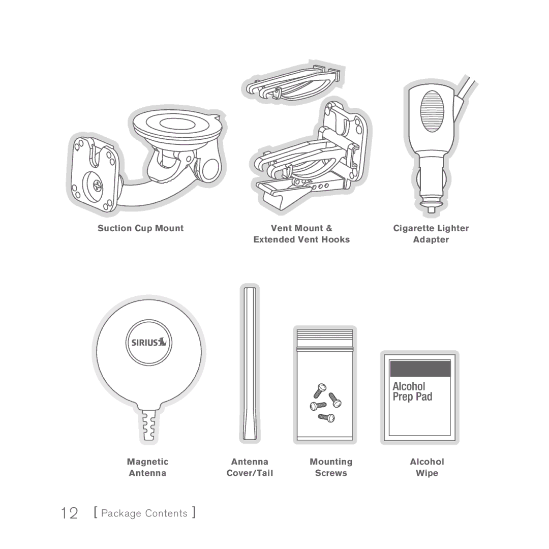 Sirius Satellite Radio 5 manual Package Contents 