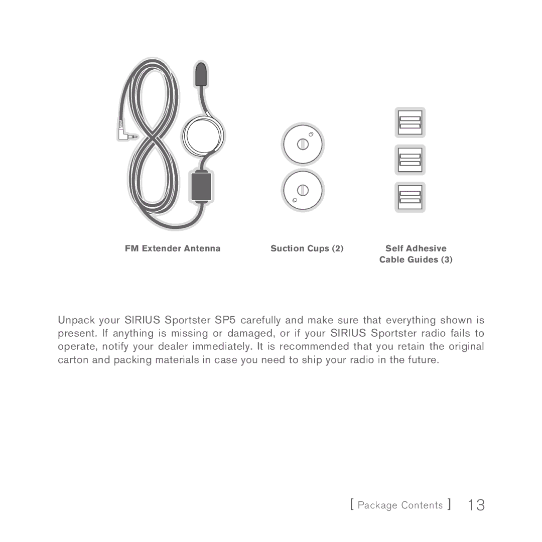 Sirius Satellite Radio 5 manual FM Extender Antenna Suction Cups Self Adhesive Cable Guides 