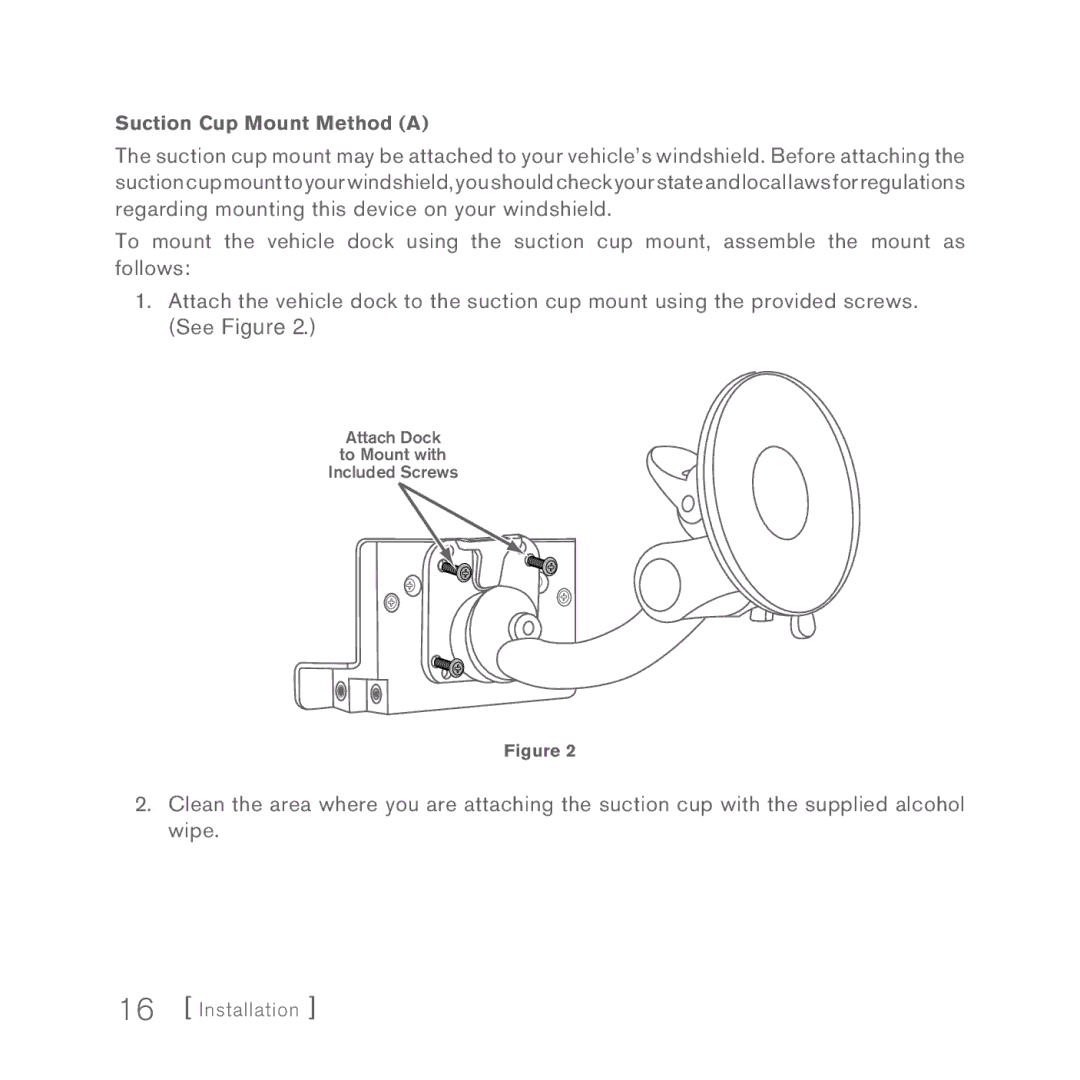 Sirius Satellite Radio 5 manual Suction Cup Mount Method a 