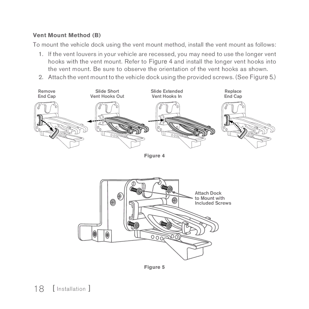 Sirius Satellite Radio 5 manual Vent Mount Method B 