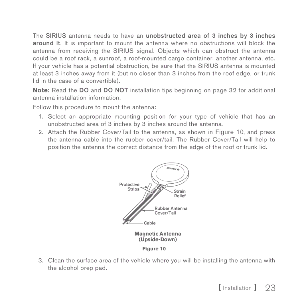 Sirius Satellite Radio 5 manual Magnetic Antenna Upside-Down 