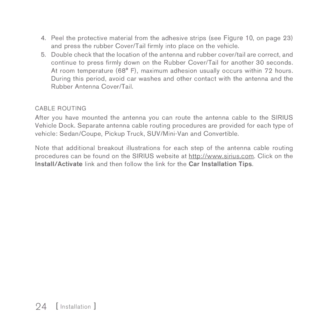 Sirius Satellite Radio 5 manual Cable Routing 