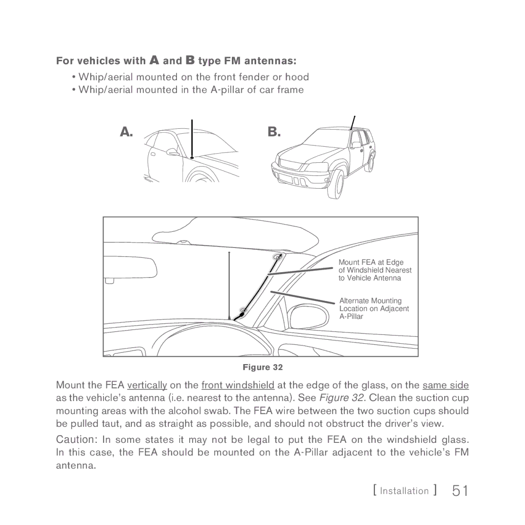 Sirius Satellite Radio 5 manual For vehicles with a and B type FM antennas 