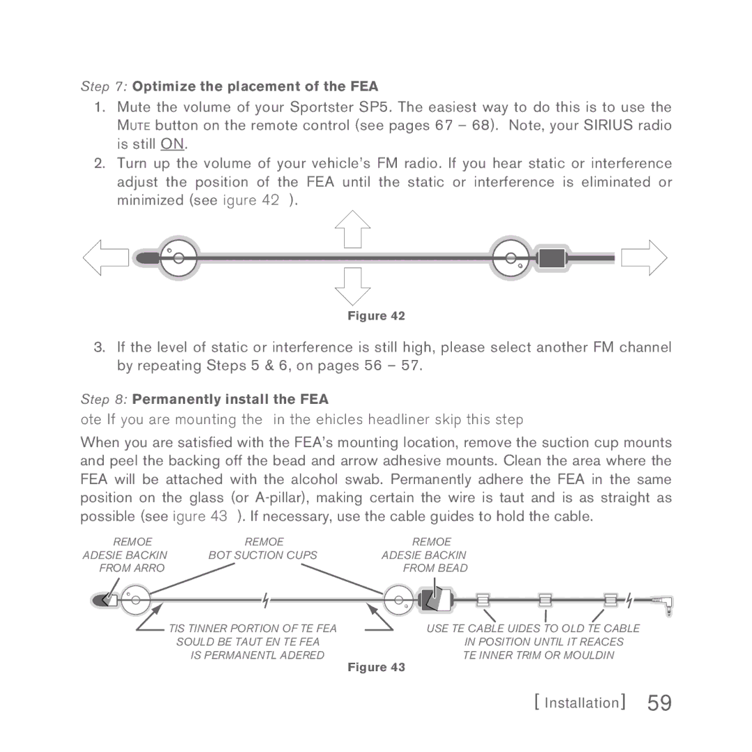 Sirius Satellite Radio 5 manual Optimize the placement of the FEA 