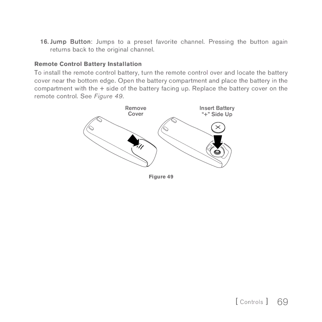 Sirius Satellite Radio 5 manual Remote Control Battery Installation 