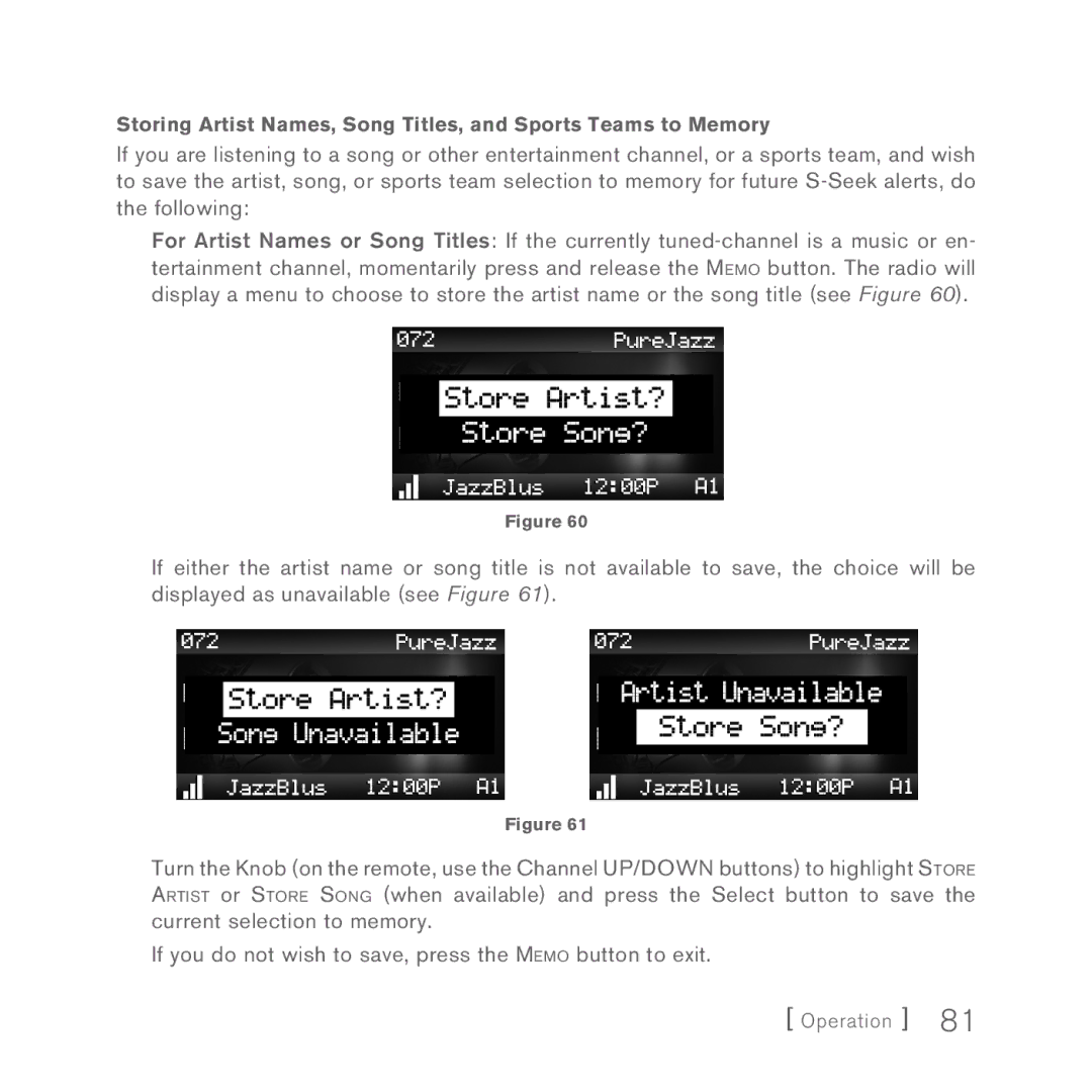 Sirius Satellite Radio 5 manual Operation 