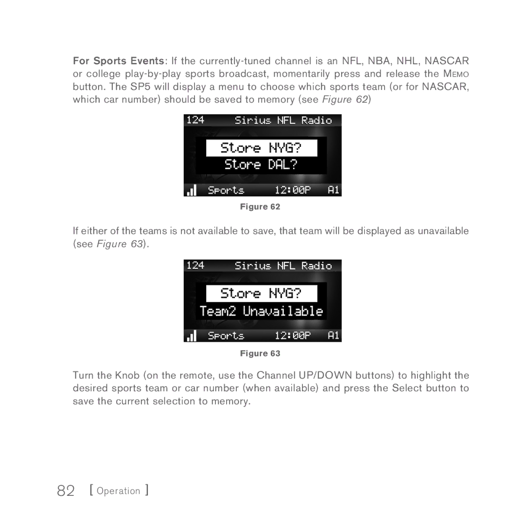 Sirius Satellite Radio 5 manual Operation 