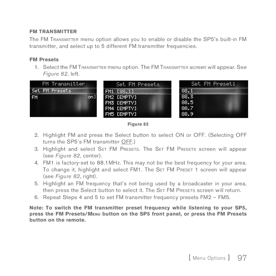 Sirius Satellite Radio 5 manual FM Transmitter 