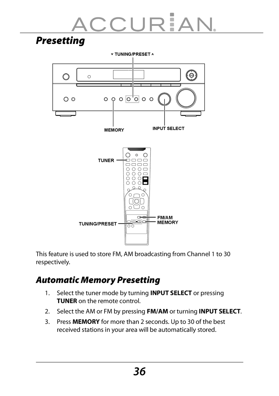 Sirius Satellite Radio 6.1ch Sirius-Ready A/V Surround Receiver manual Automatic Memory Presetting 