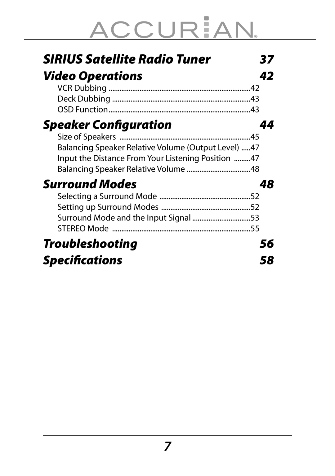 Sirius Satellite Radio 6.1ch Sirius-Ready A/V Surround Receiver manual Sirius Satellite Radio Tuner 