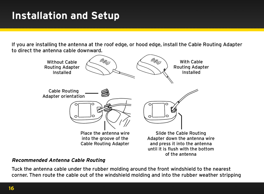 Sirius Satellite Radio 8840 manual Recommended Antenna Cable Routing 