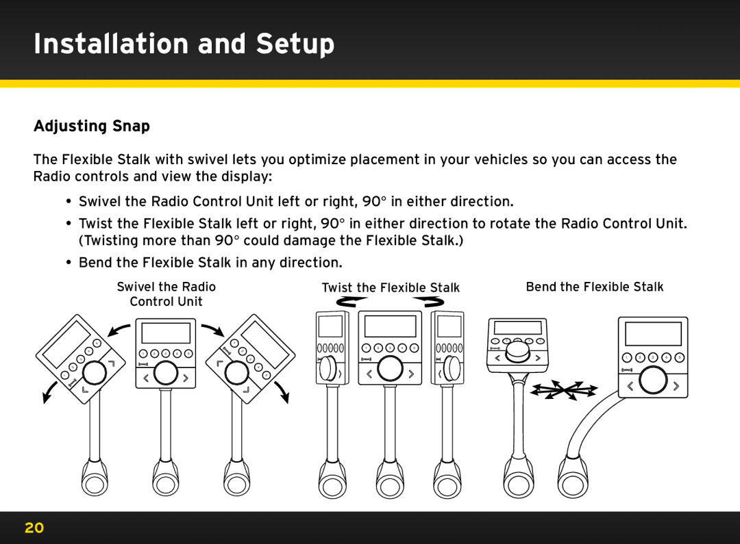 Sirius Satellite Radio 8840 manual Adjusting Snap 