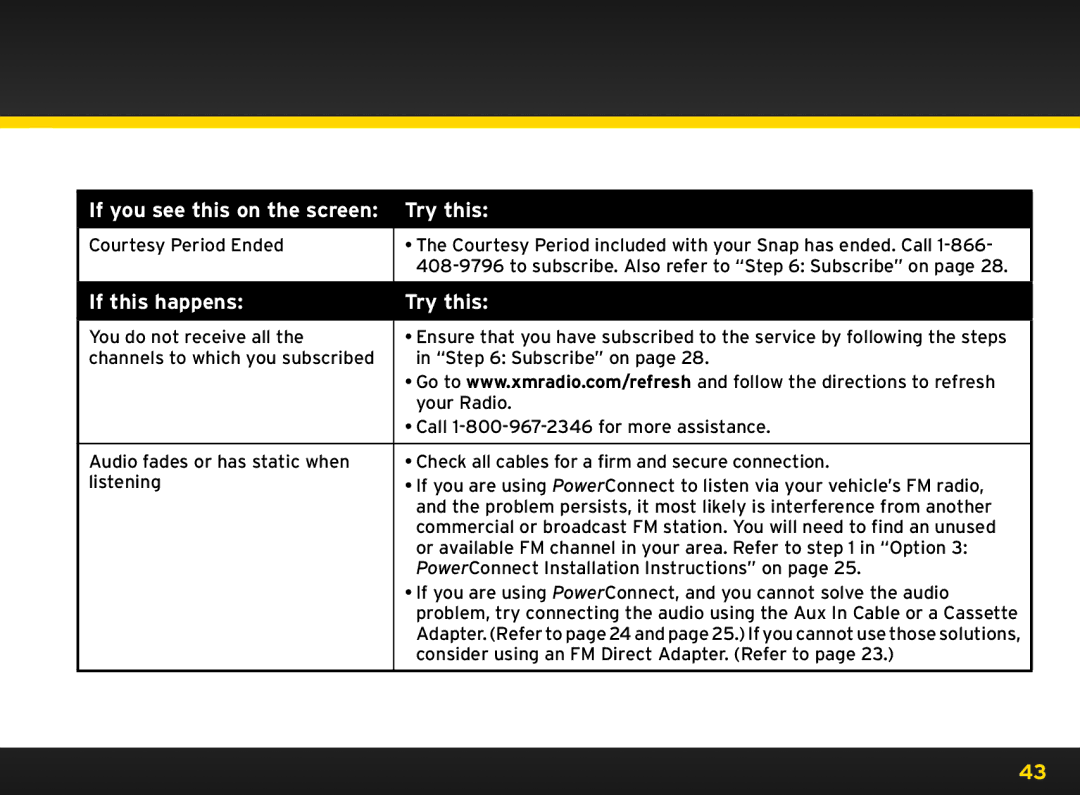 Sirius Satellite Radio 8840 manual If this happens Try this 