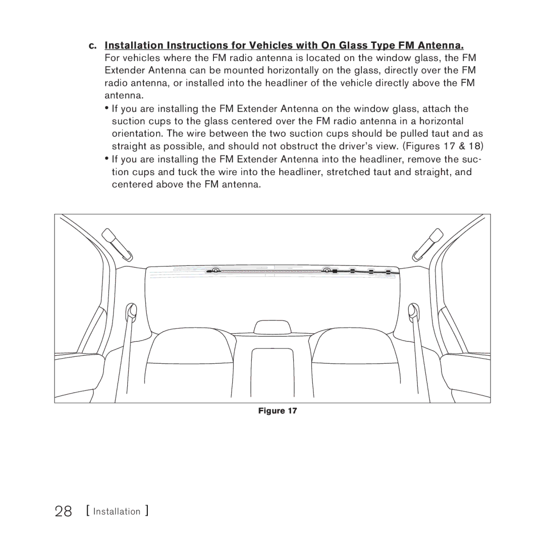 Sirius Satellite Radio AM/FM SV3 manual Installation 