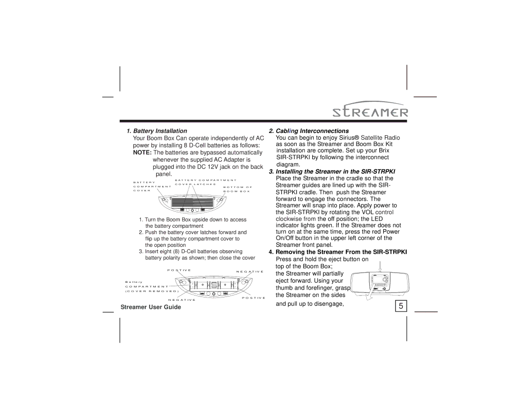 Sirius Satellite Radio BOOM BOX PROJECT manual Postive Negative 