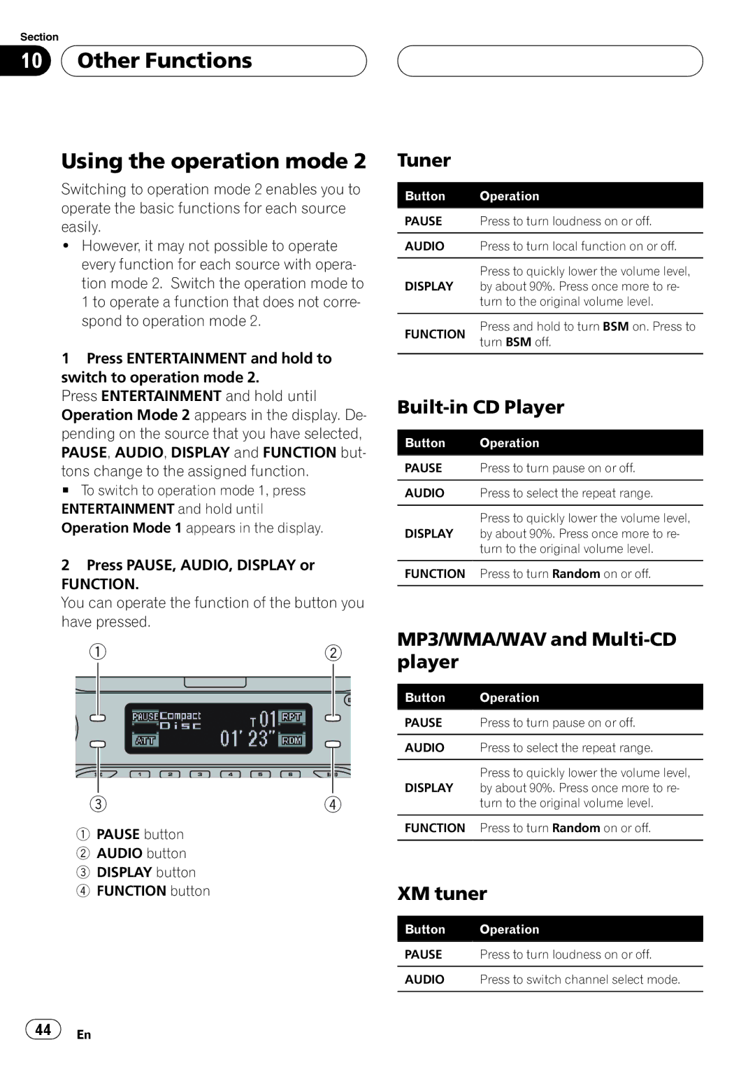 Sirius Satellite Radio DEH-P6700MP operation manual 