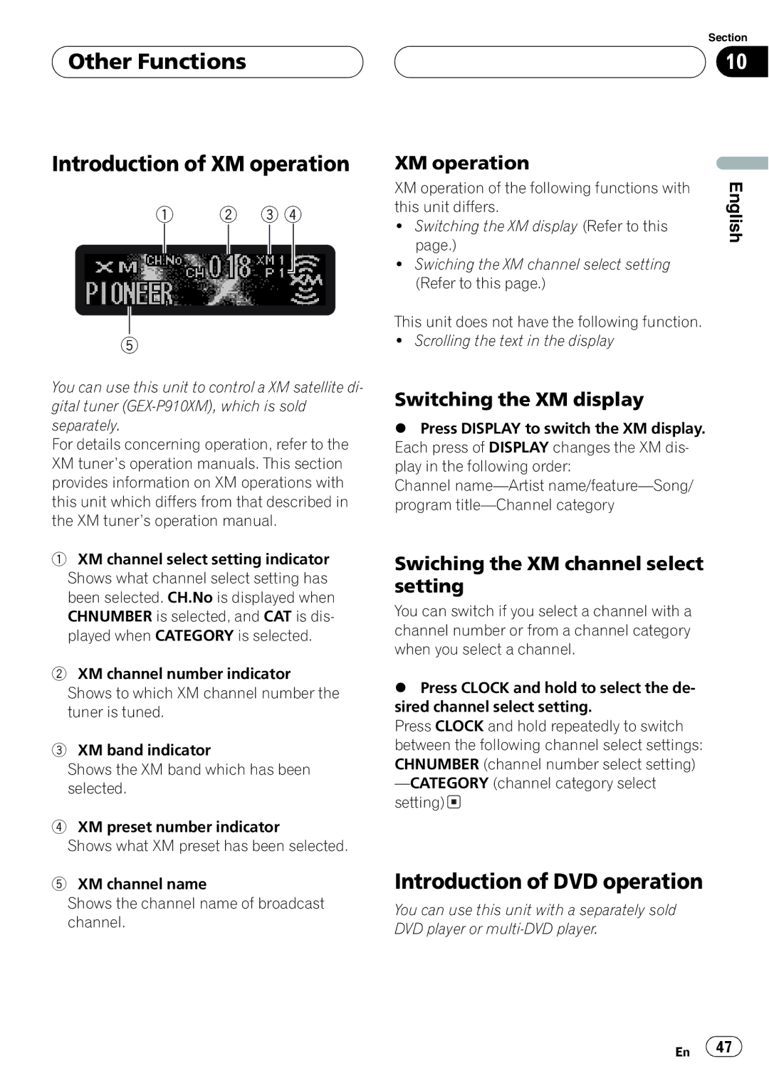 Sirius Satellite Radio DEH-P6700MP operation manual 