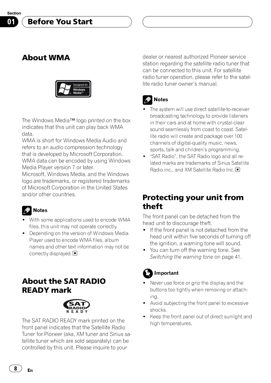 Sirius Satellite Radio DEH-P6700MP operation manual 