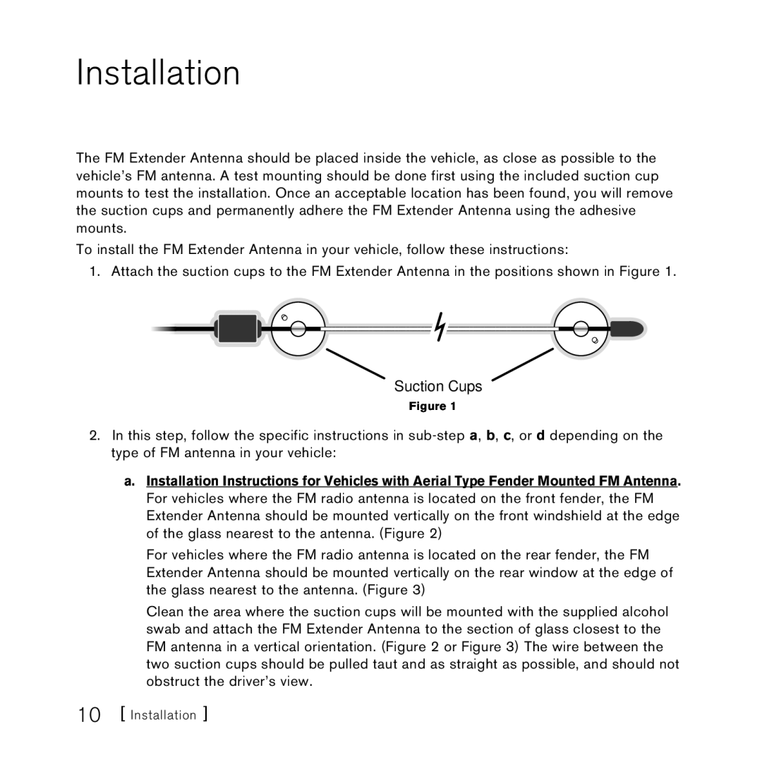 Sirius Satellite Radio FEA FM Extender Antenna manual Installation 