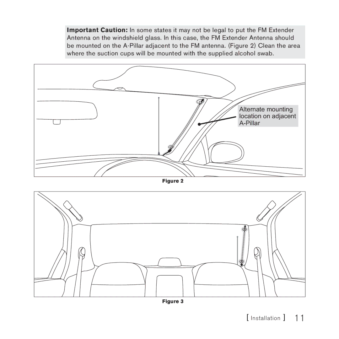 Sirius Satellite Radio FEA FM Extender Antenna manual Installation 