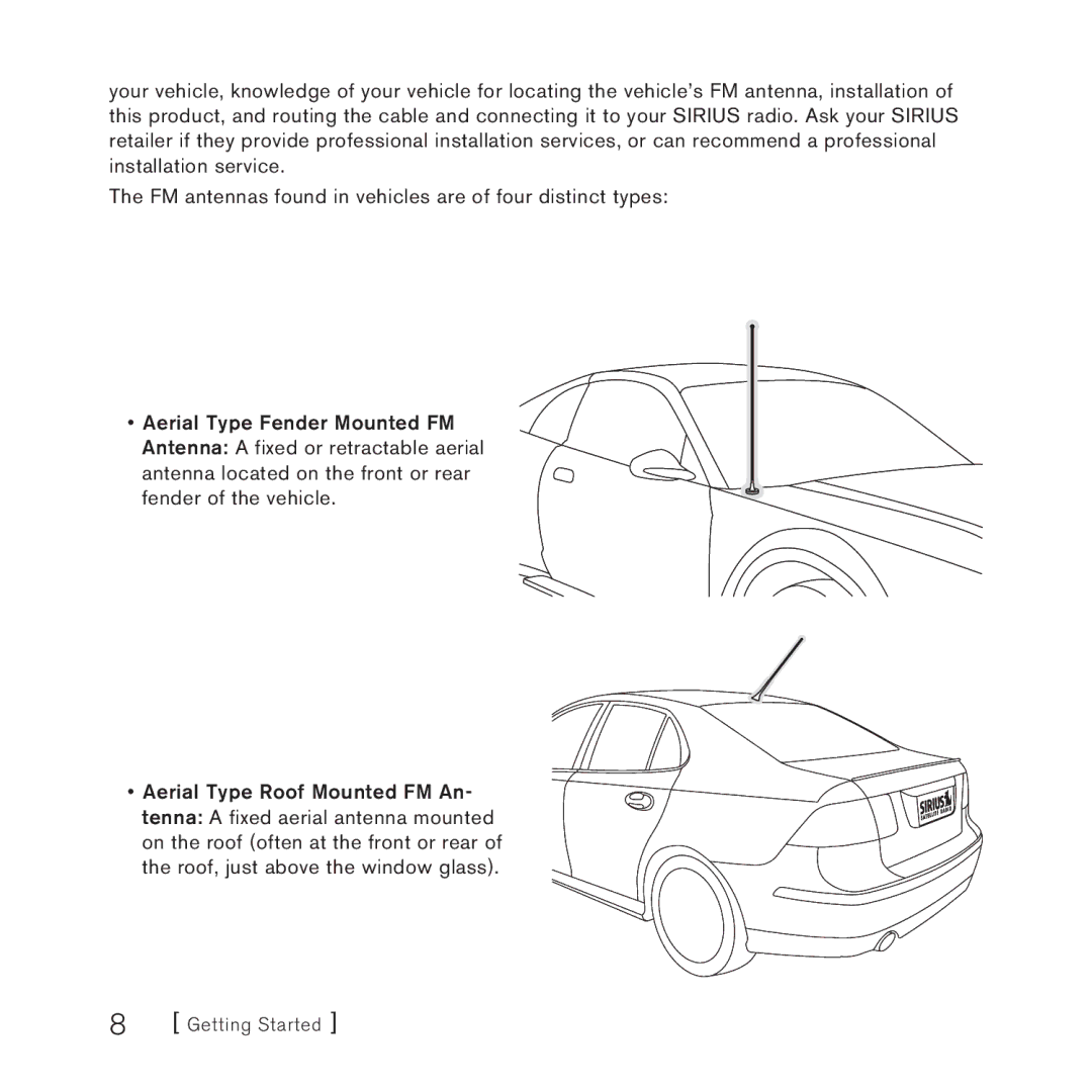 Sirius Satellite Radio FEA FM Extender Antenna manual 