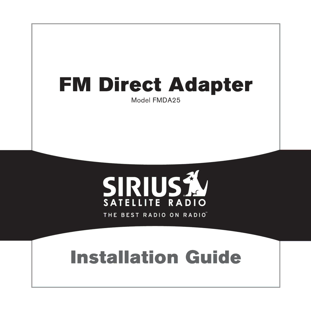 Sirius Satellite Radio FMDA25 manual FM Direct Adapter 