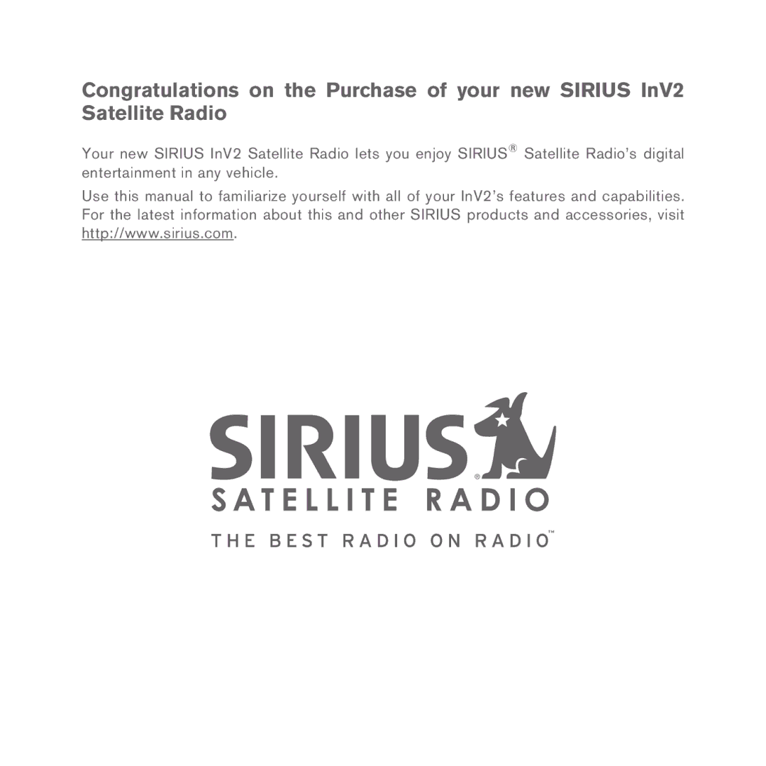 Sirius Satellite Radio INV2 manual 