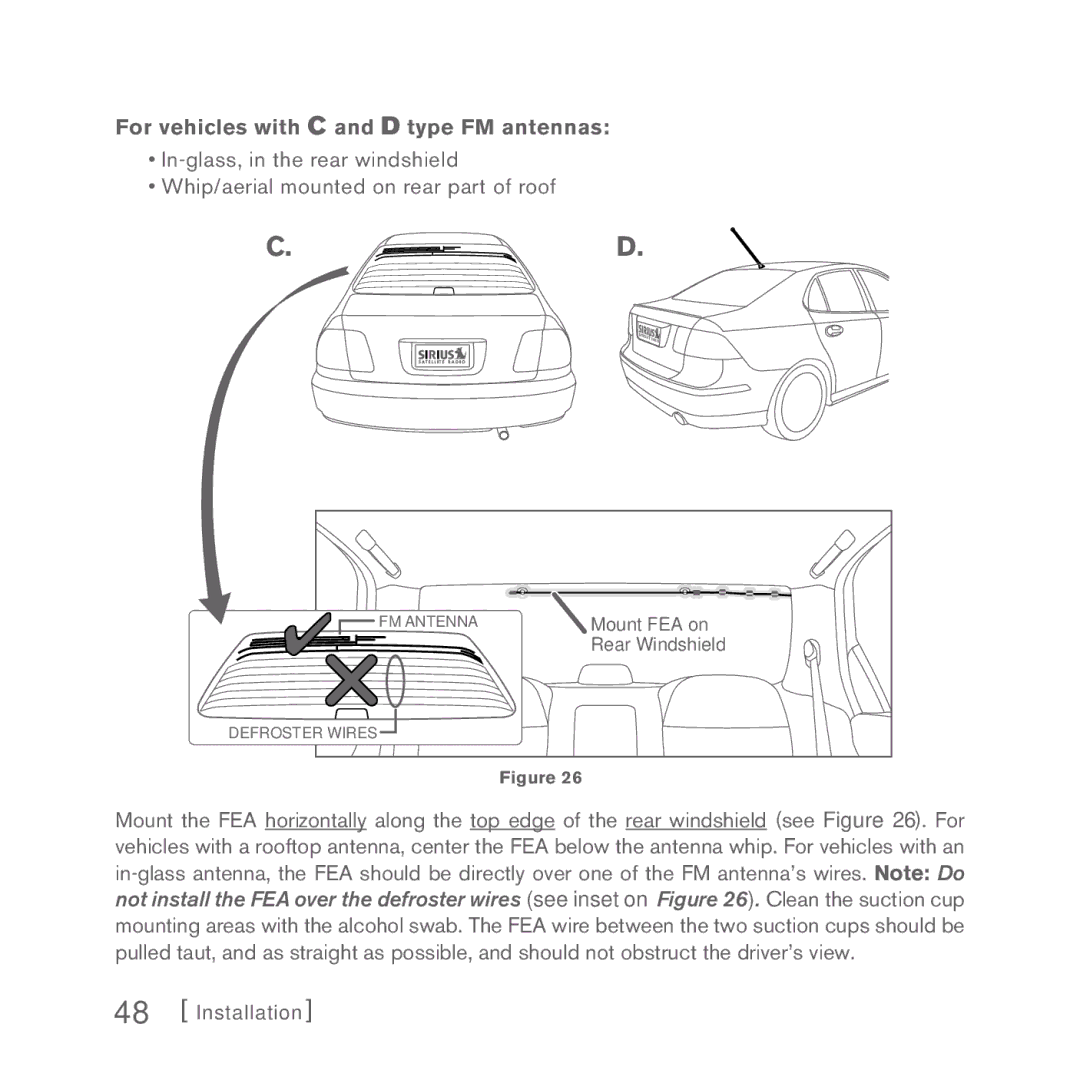 Sirius Satellite Radio INV2 manual For vehicles with C and D type FM antennas 