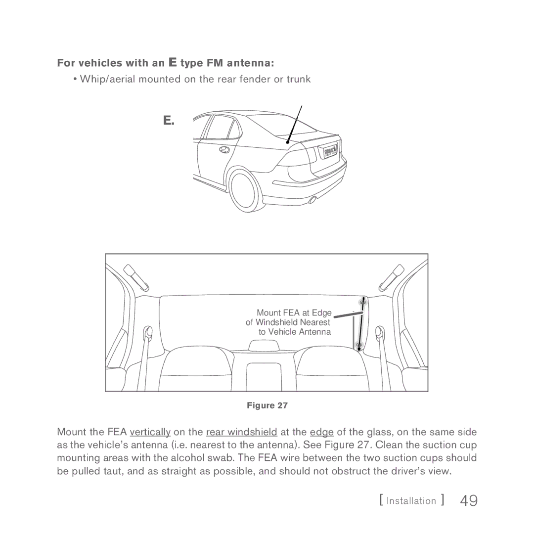 Sirius Satellite Radio INV2 manual For vehicles with an E type FM antenna 