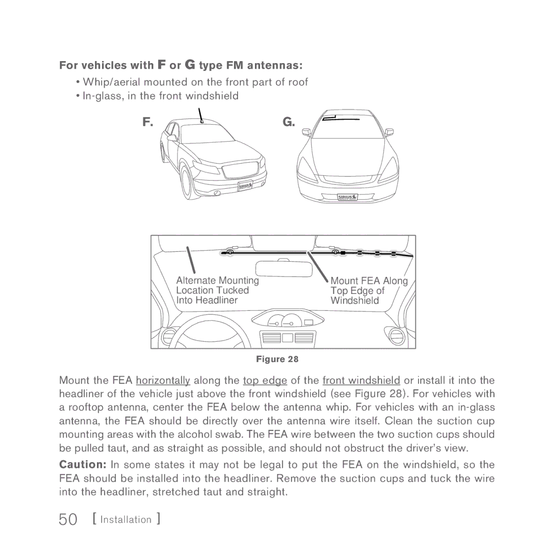 Sirius Satellite Radio INV2 manual For vehicles with F or G type FM antennas 