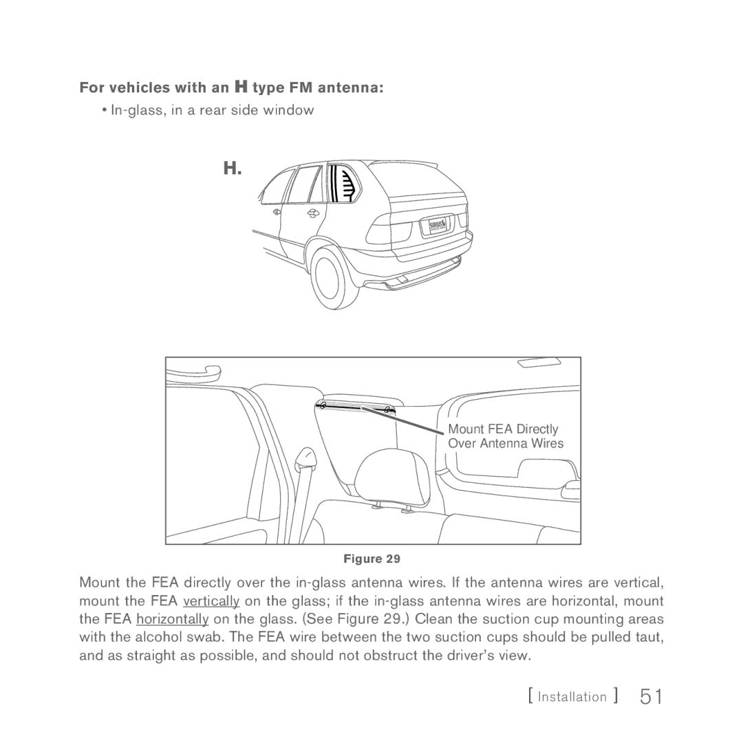 Sirius Satellite Radio INV2 manual For vehicles with an H type FM antenna 