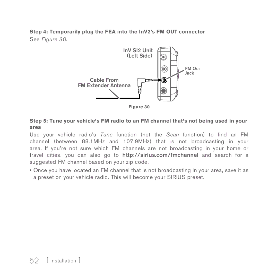 Sirius Satellite Radio INV2 manual See Figure 