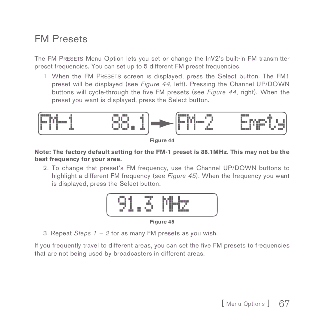 Sirius Satellite Radio INV2 manual FM Presets 