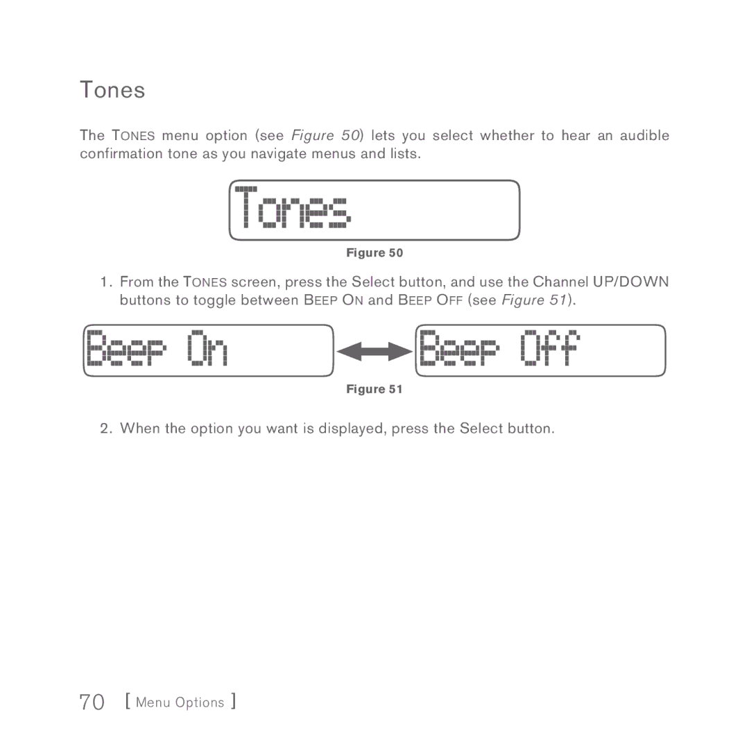 Sirius Satellite Radio INV2 manual Tones 