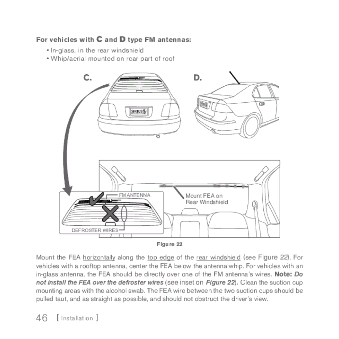 Sirius Satellite Radio INV2 manual For vehicles with C and D type FM antennas 