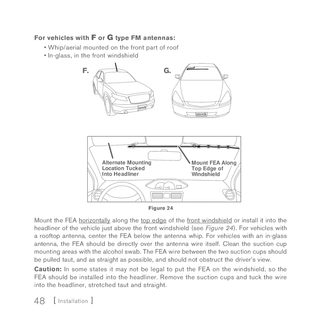 Sirius Satellite Radio INV2 manual For vehicles with F or G type FM antennas 