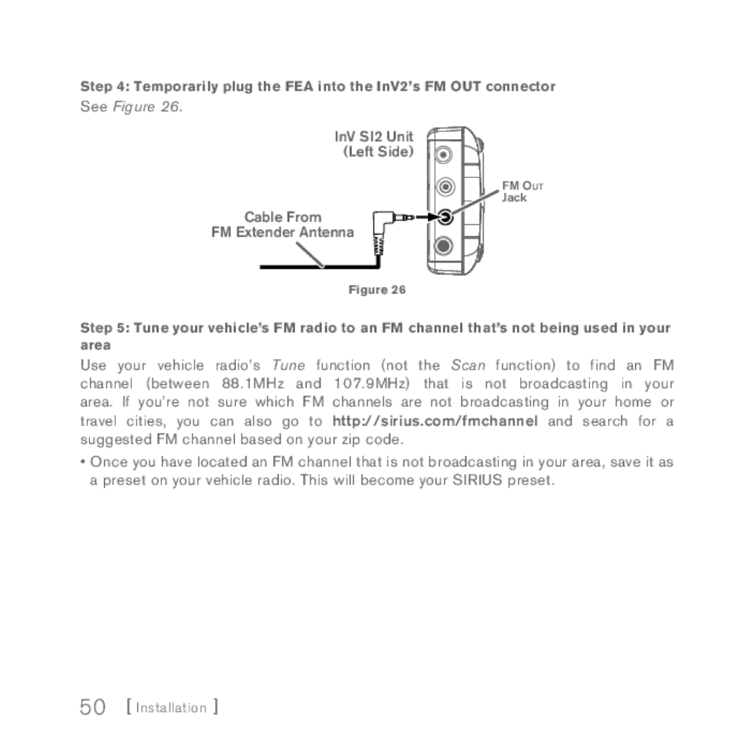 Sirius Satellite Radio INV2 manual See Figure 